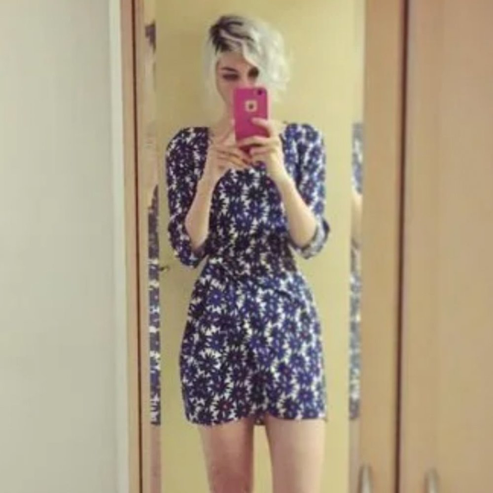 Vintage Hallhuber blue floral dress size eu 34 us size 2